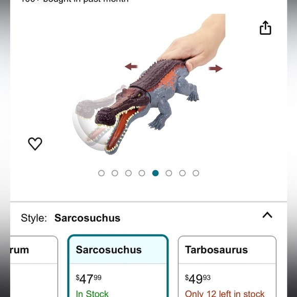 Mattel Jurassic World Massive Biters Sarcosuchus Larger-Species Dinosaur Figure - Picture 9 of 9